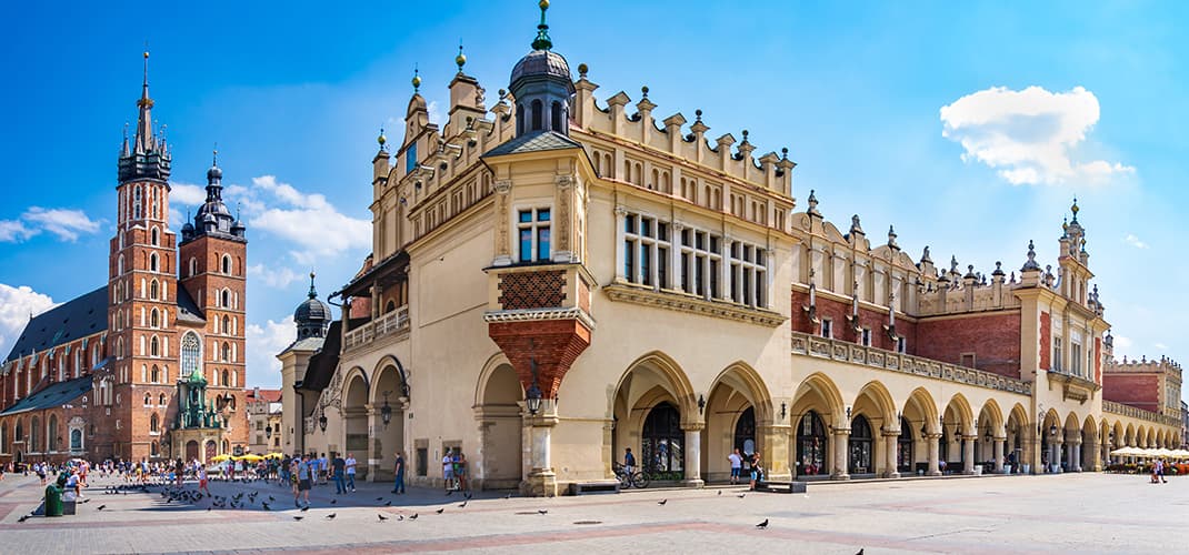 The Cloth Hall and St. Marys Basilica, Kraków, Poland