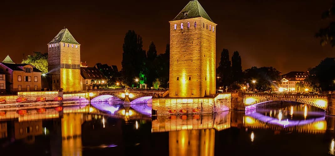 Ponts Couverts at Christmas, Strasbourg, France